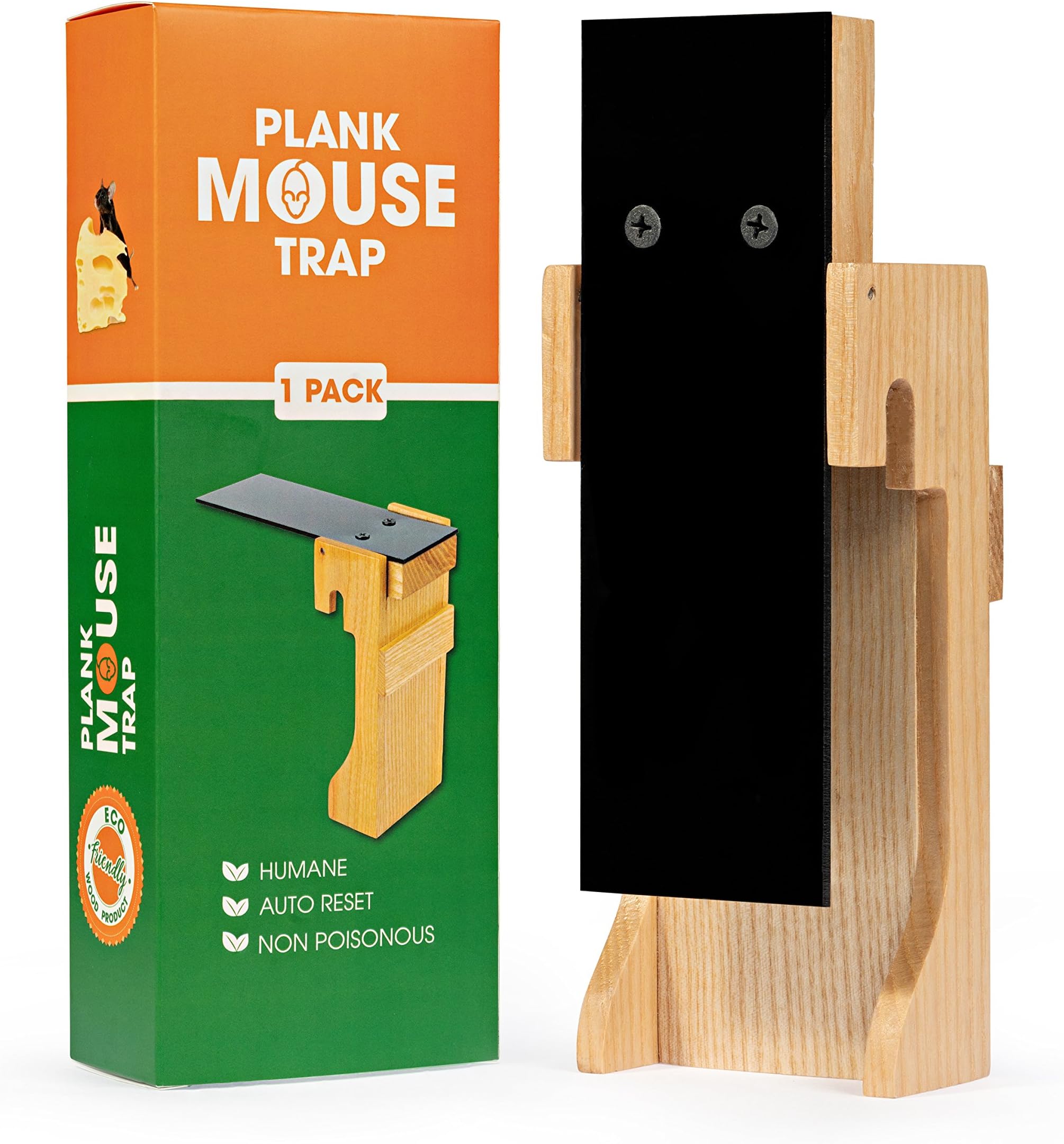 Walk The Plank Mouse Trap from Oak Wood - Plank Mouse Trap Auto Reset - Humane Bucket Rat Trap - No Drilling Required - Kill or Live Catch Mice & Other Pests & Rodents (Natural Wood)