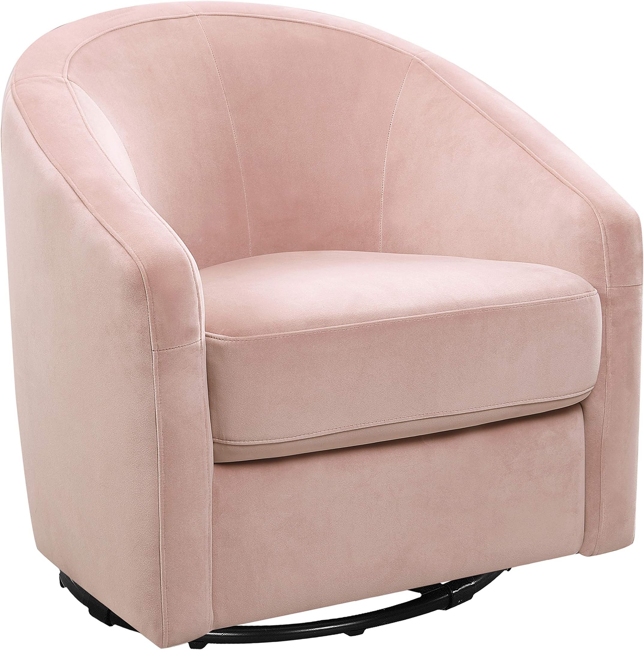 Babyletto Madison Swivel Glider in Blush Pink Velvet, Greenguard Gold and CertiPUR-US Certified