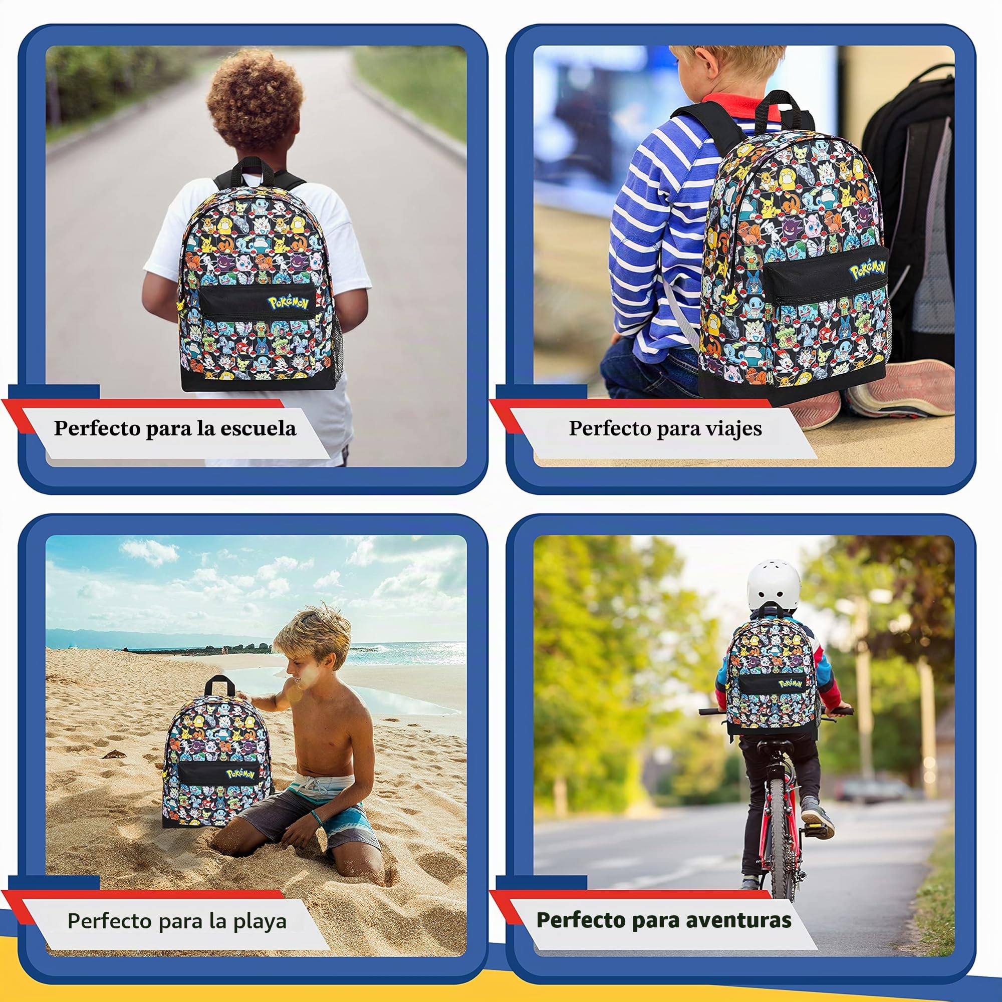 Pokémon Mochilas Escolares Pikachu Pokeball Mochila Escolar Niño Adolescente Bolso Escolar Viaje Colegio Deporte Anime Regalo para Niños