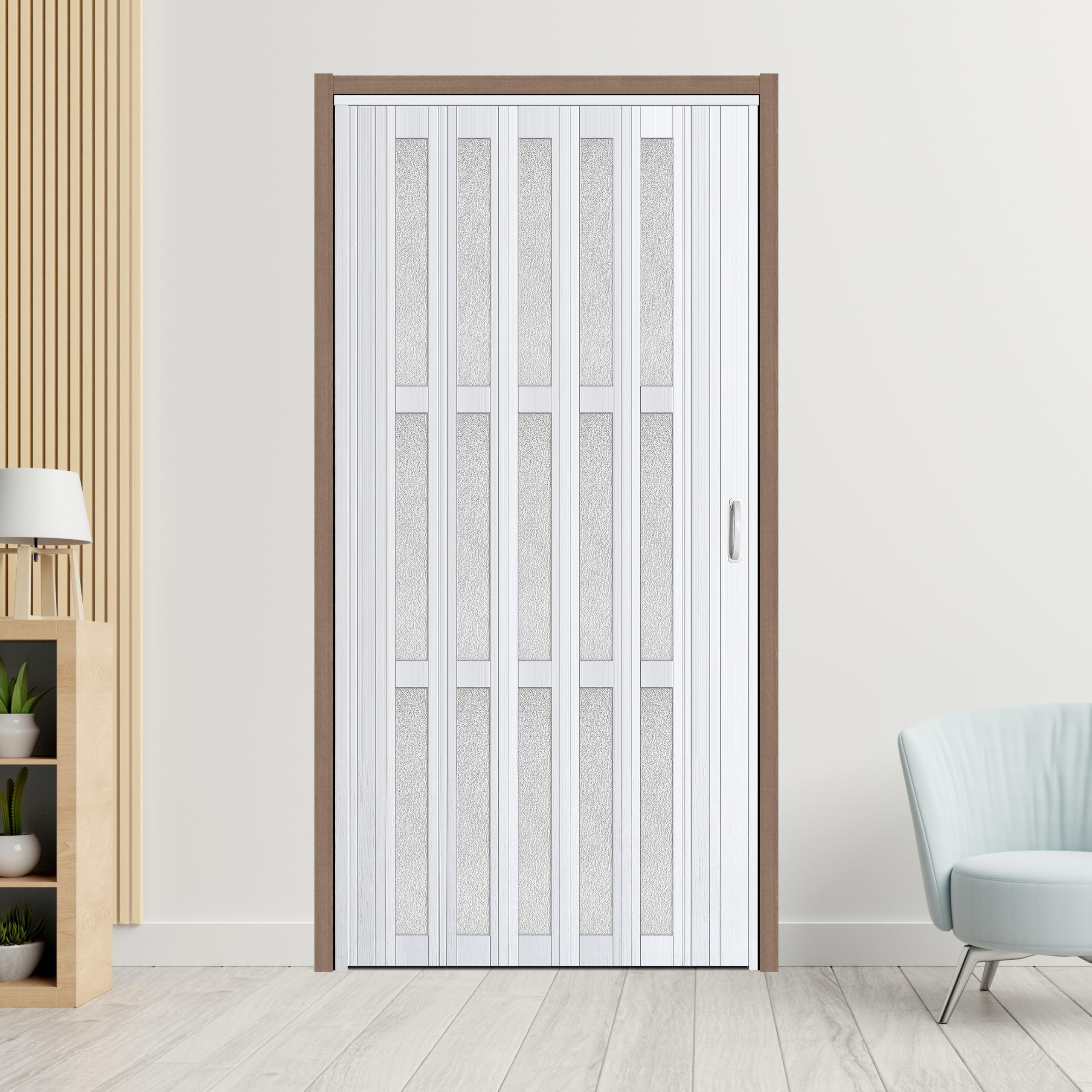 CCBOYSHARDWARE 42X80in Accordion Door with Frosted Acrylic Panels