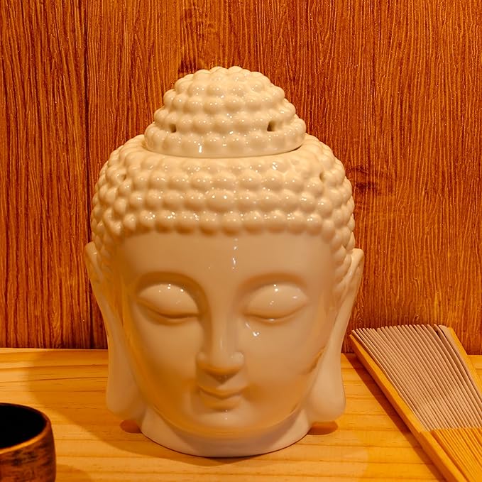 Difusor de Aromas Eléctrico Buddha Cabeza Cerámico Blanco miniatura 6