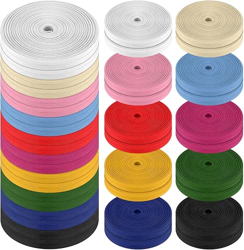 SATINIOR 20 Rolls 12mm 1/2" Single Fold Bias Tape 100%