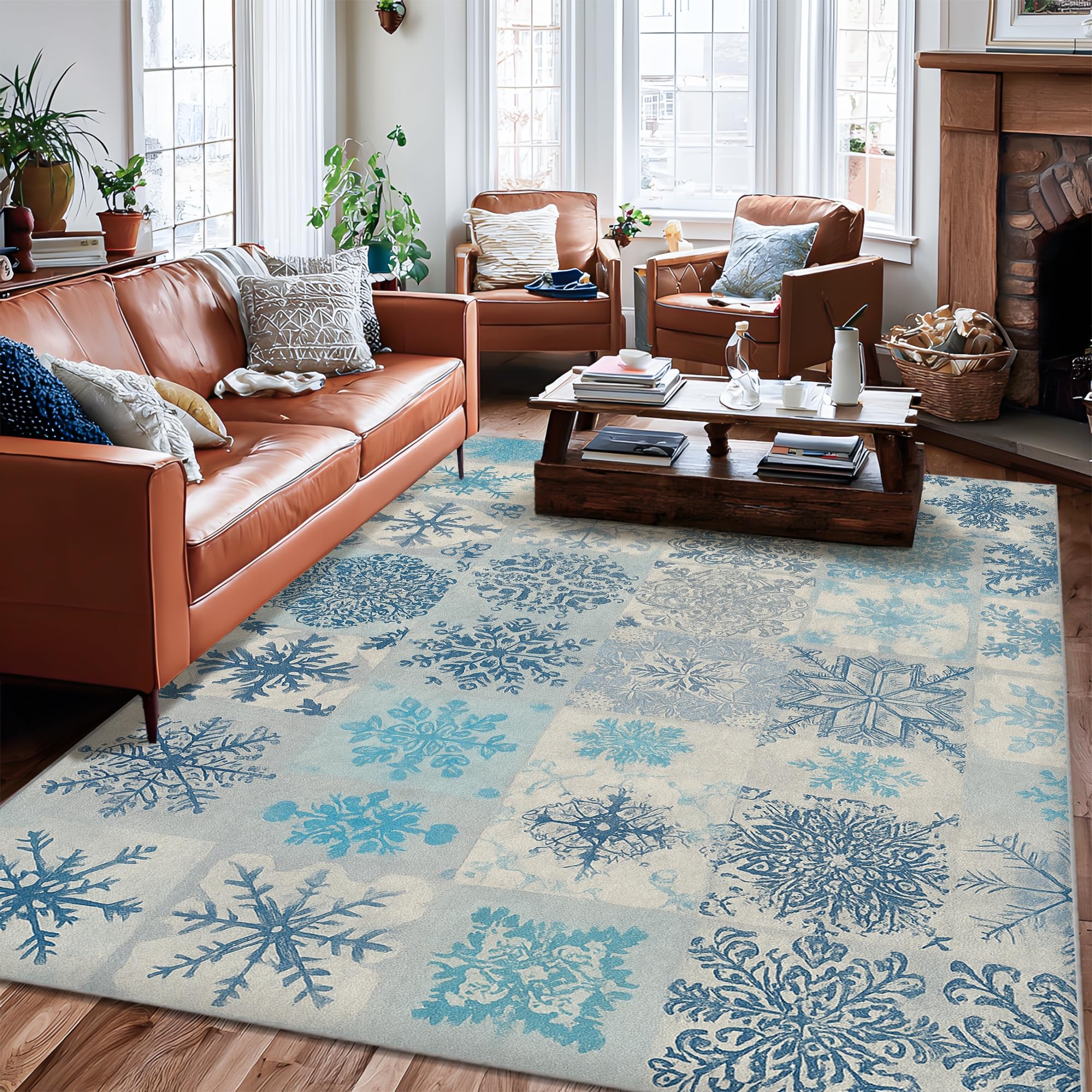 Tapis de sol rectangulaire pour salon et chambre d'appartement style floral