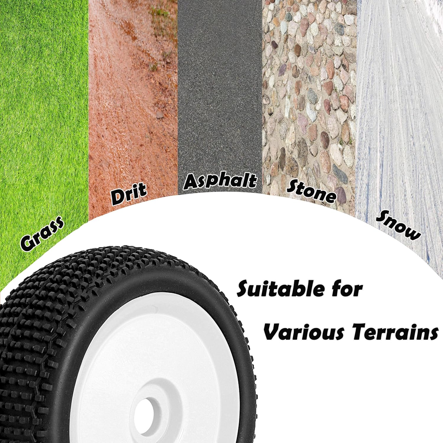 RC Station 17mm hex RC Wheels and Tires for Arrma Typhon Talion 6S 3S Team Losi 8Ight 1/8 RC Buggy Tires and Wheels Pre-glued White 4PCS