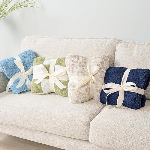 Vista 88 de PAVILIA Manta de punto súper suave para sofá, esponjosa, acogedora, ligera, de punto grande y cálida para sofá y cama, color azul pizarra, 60 x 80