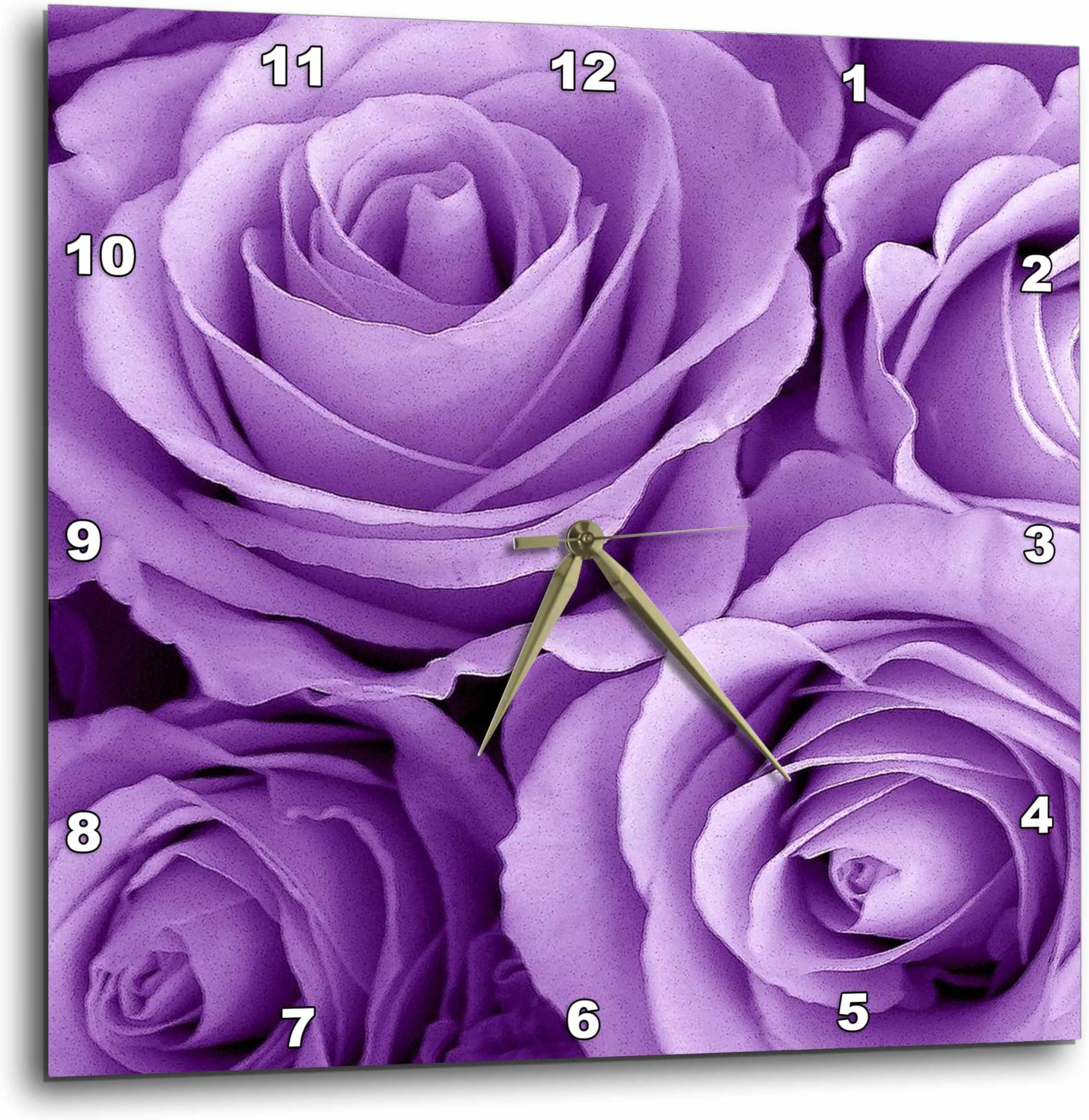 3dRose Wall Clock Silent - 13 inch - Soft Lilac Purple Poses Bouquet - JaclinArt Garden Nature Florals Flowers Roses Bouquet Wedding