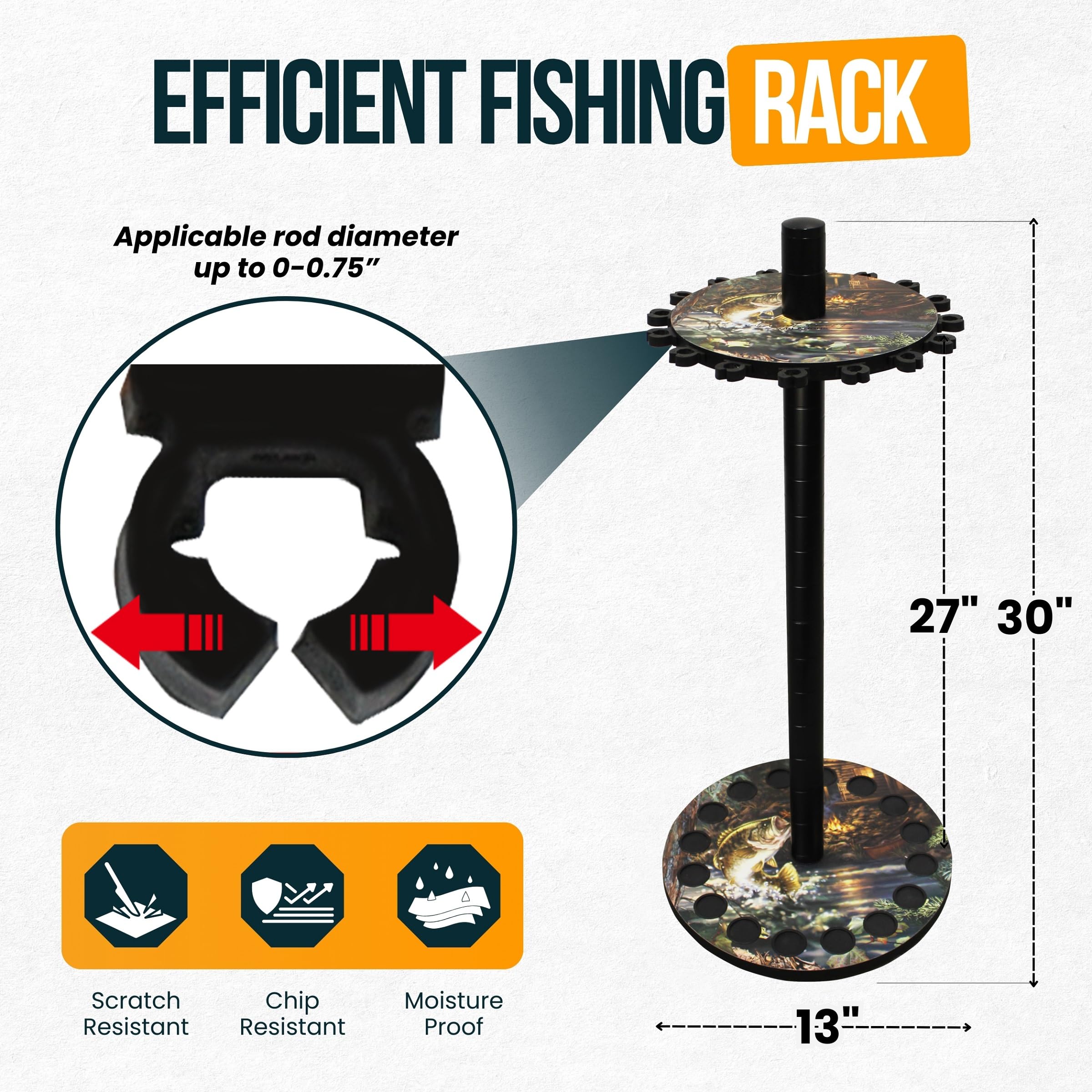 Rush Creek Creations 16-Rod Fishing Rod Holder - Tackle Storage -3