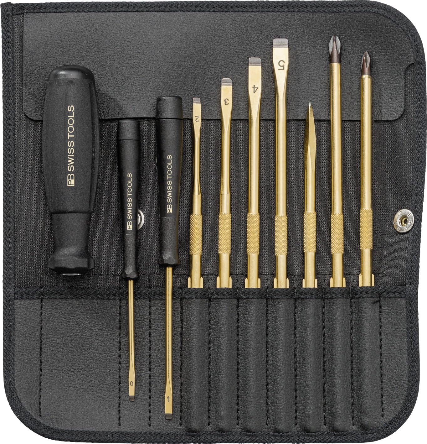 PB Swiss PB 7215 10 Piece Gold Plated Roll-Up Set