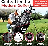 Vista 2 de Emerald Isle Bolsa de Golf de Pie con Divisor de Longitud Completa de 14 Vías, Bolsa de Transporte Resistente con Capucha para Lluvia, Múltiples