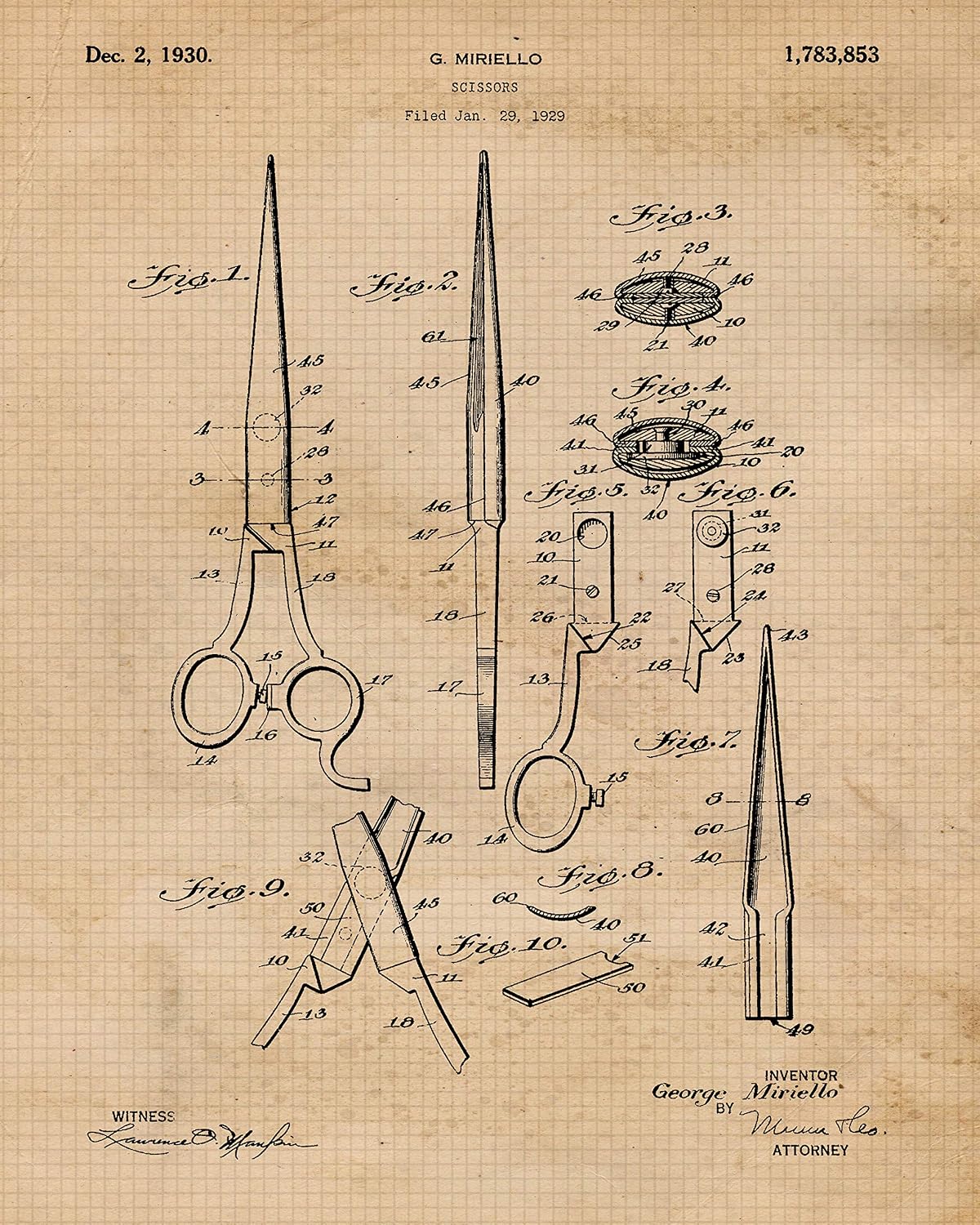 Classic Barber Patent Prints, 6 (11x14) Unframed Photos, Wall Art Decor for Home Work Office Styling Gears Tools Shop Salon Lounge Studio School Student Teacher Coach Cosmetic MakeUp Hair Beauty