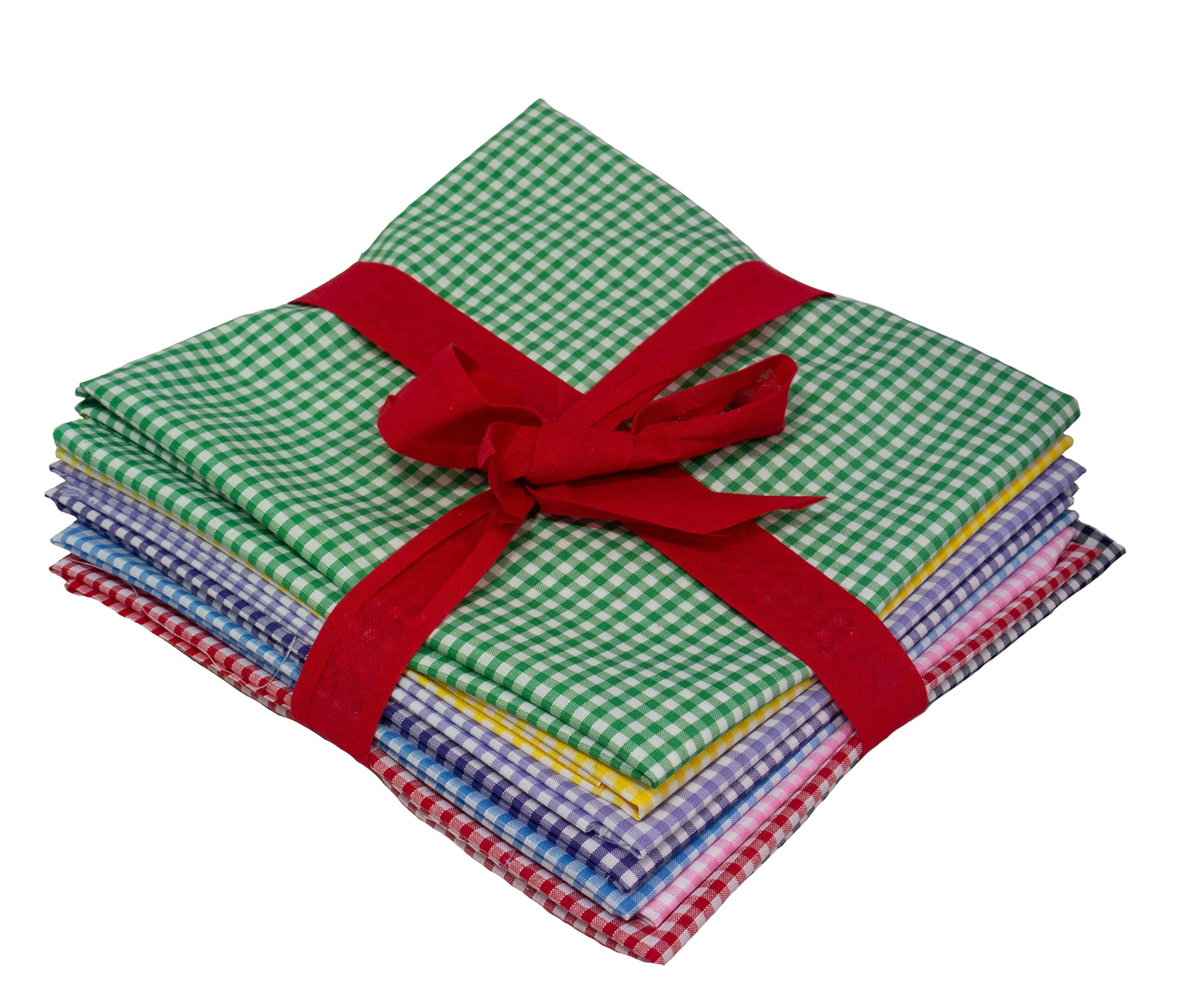 Fat Quarter Bundle 1/8" Gingham Polycotton Fabric Patchwork Quilt Craft Sewing 9 Piece