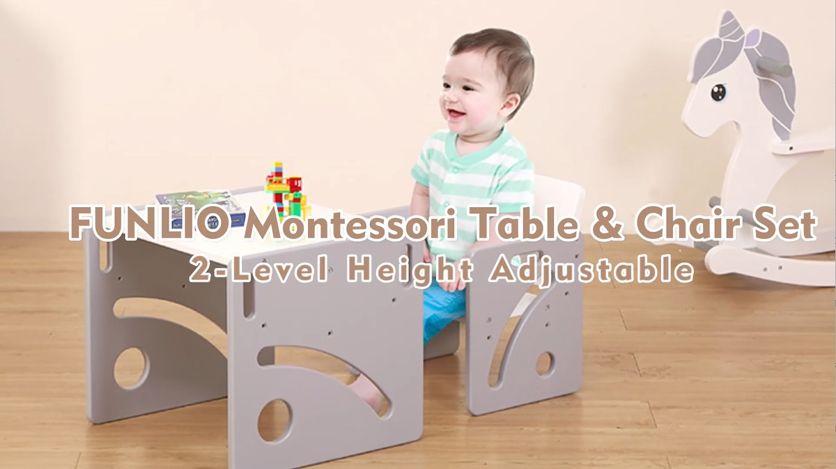 Set Tavolo E 2 Sedie Montessori FUNLIO - Regolabile Per Bambini 1-3 Anni - Foto 8