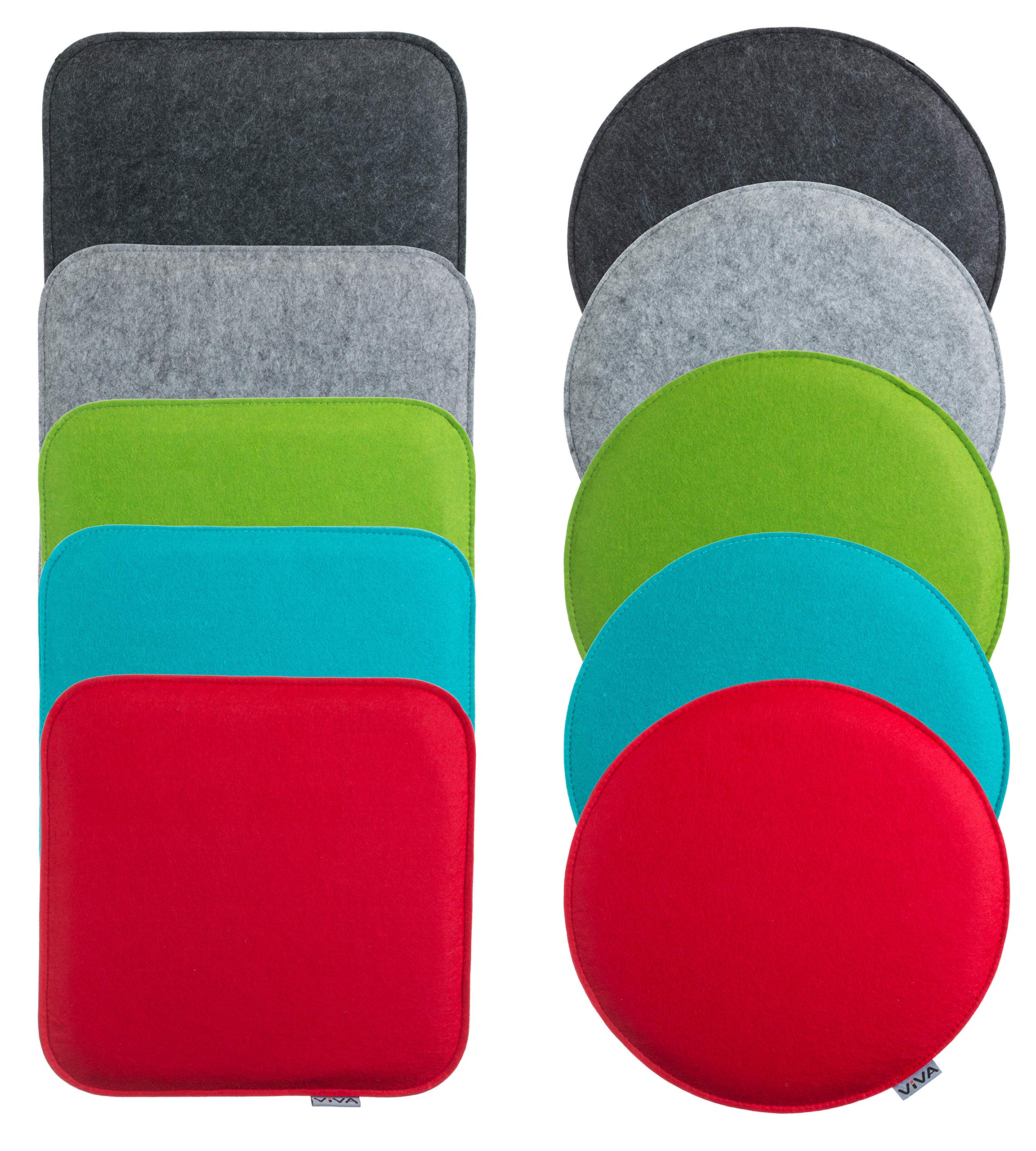 Brandsseller 6er Set Sitzkissen aus Filz Ø 35x2 cm – Robuste Stuhlauflagen für innen und außen, rundes Sitzpolster, strapazierfähiges Kissen für Stühle – Hellgrau