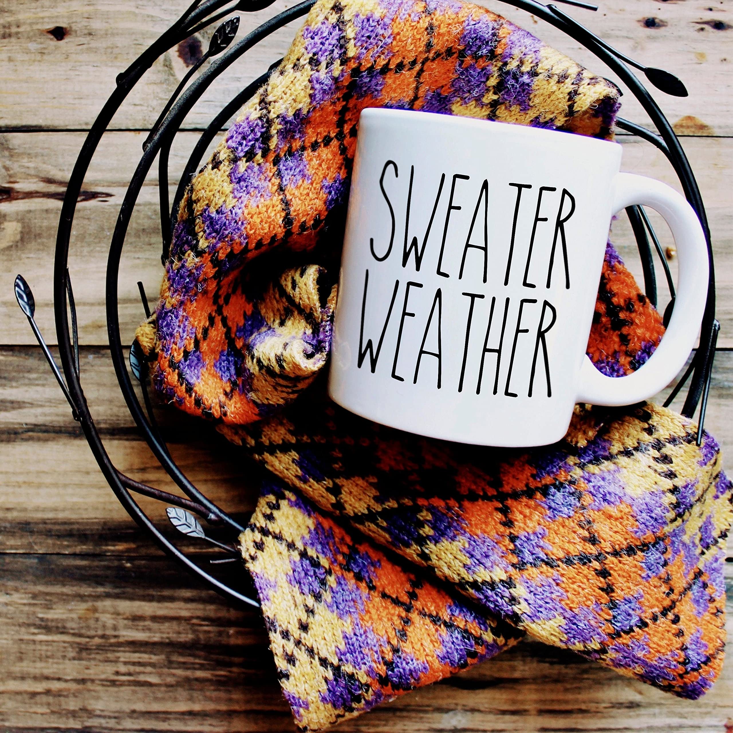 Rae Dunn Inspired Sweater Weather Mug, Thanksgiving mug, Fall Coffee Mug Gifts, Rae-dunn Inspired Mugs, Thanksgiving Coffee Cups, 11oz