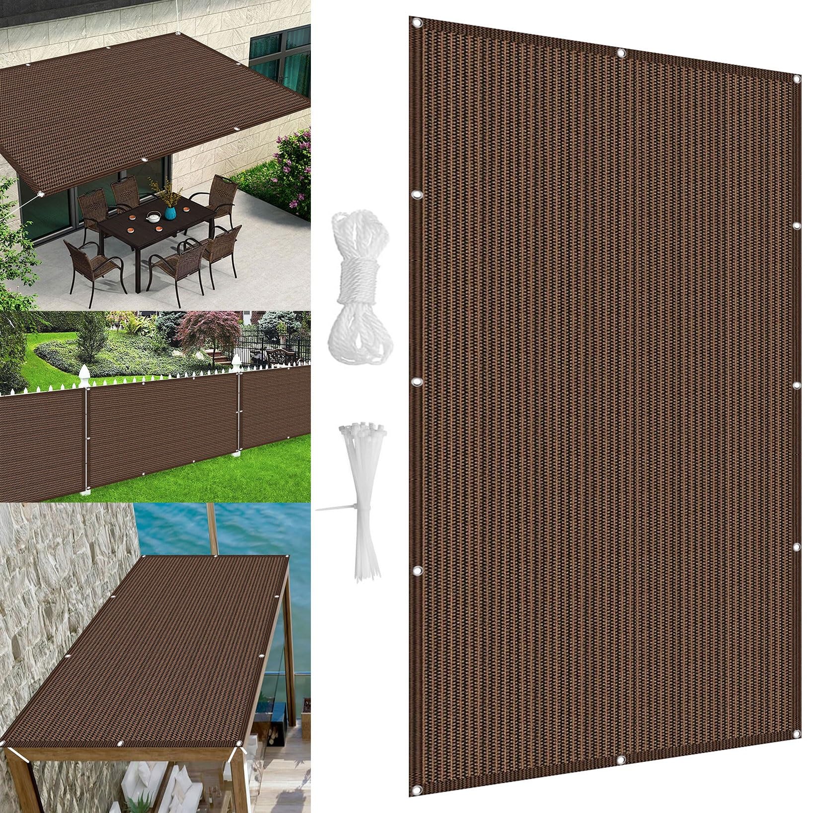 Tissu d'ombrage anti-UV 95% résistant aux déchirures marron
