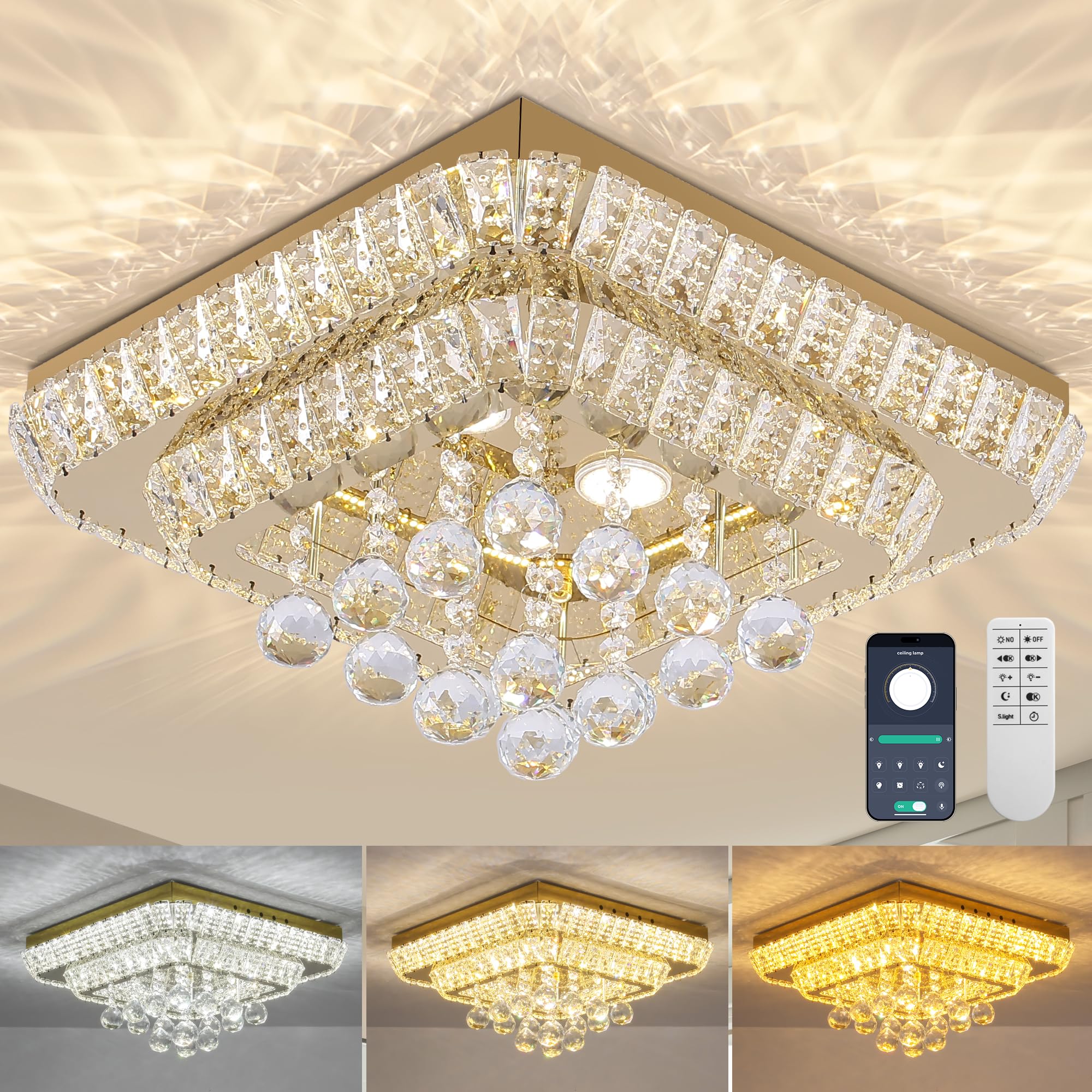 Photo 1 of REDSTAR 26" Gold Crystal Chandelier