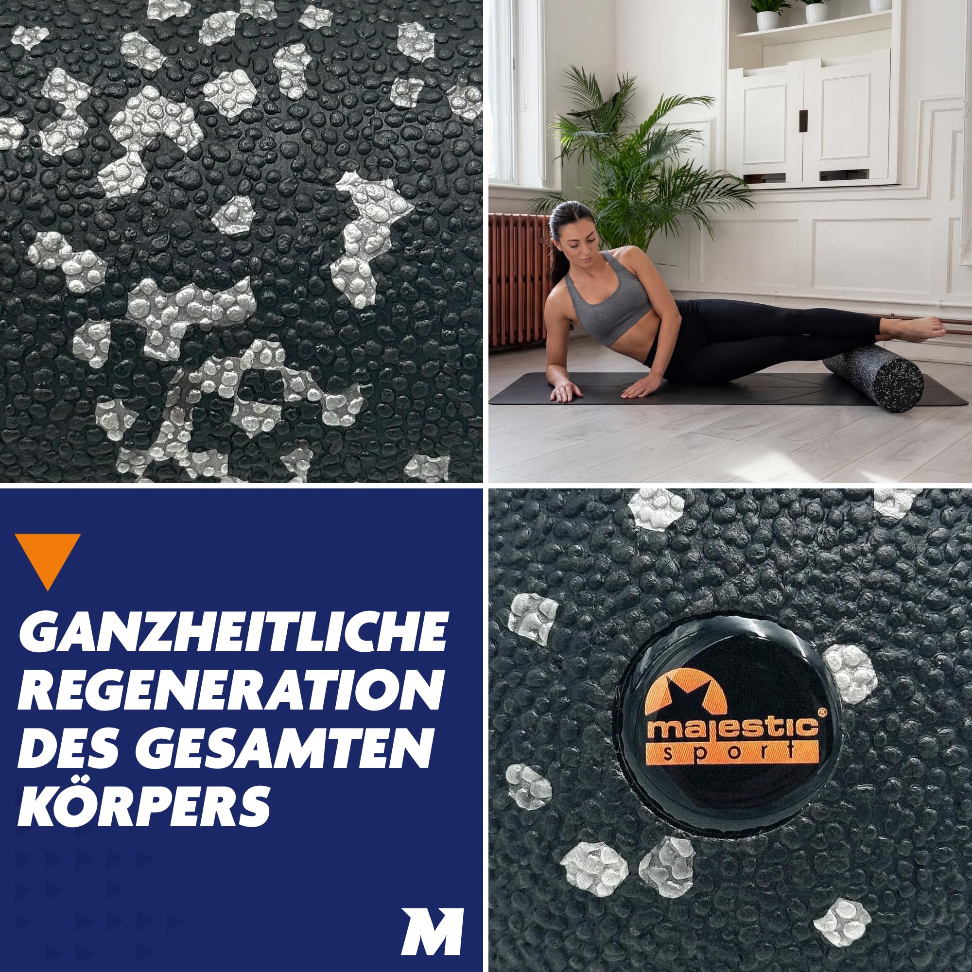 Tenso Long, Schaumstoff-Fitnessrolle, Pilates Roller, Schaumstoffrolle für Yoga, Länge: 90cm