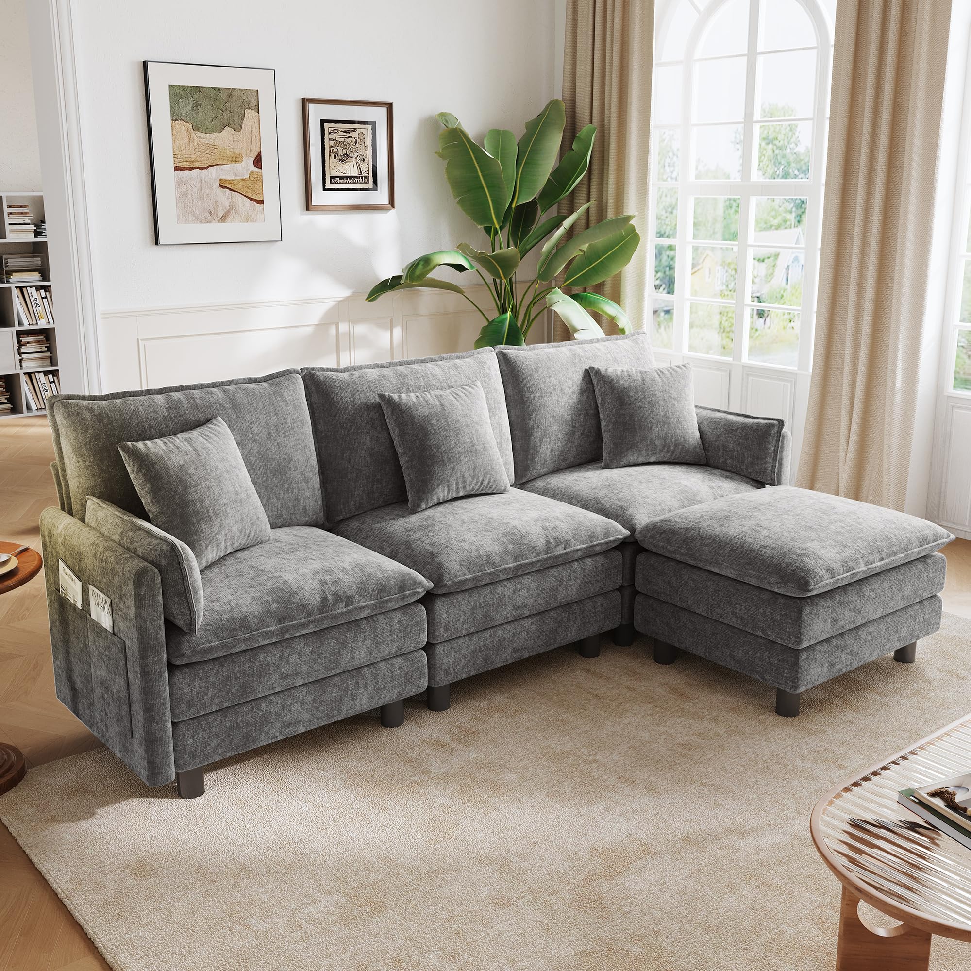 Amazon.com: LINSY HOME 98'' Modular Sectional Sofa 3 Seat Couch