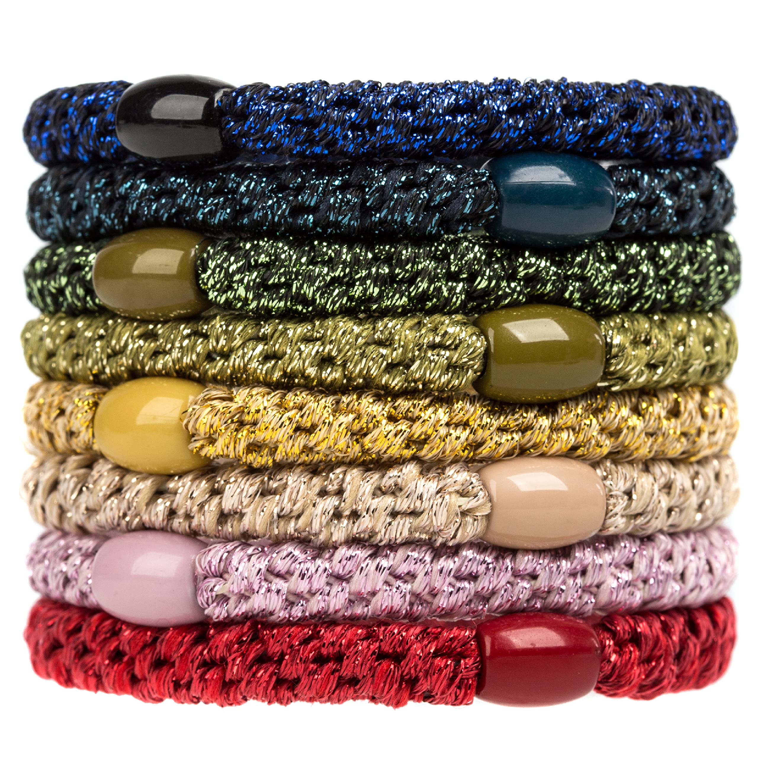 AXEN 8PCS Elastic Hair Tie for Women Girls, Cotton Bands Ponytail Holders for Thick Hair and Curly Hair
