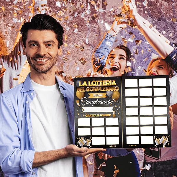 Maxi Lotteria Gratta e Vinci Compleanno - Poster A3 per Compleanni Grattabile - Idea Regalo Uomo - 5