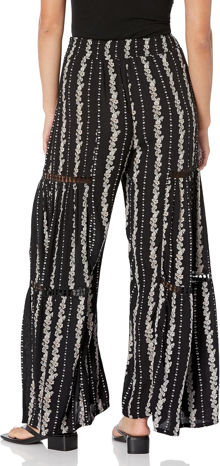 Angie Women's Angie Women's Wide Leg Pants with Lace Inserts