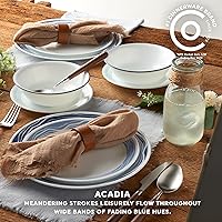 Vista 4 de Corelle Vitrelle Juego de vajilla de 18 piezas para 6 personas, juego de platos y cuencos de vidrio de triple capa y resistentes a roturas y Acadia