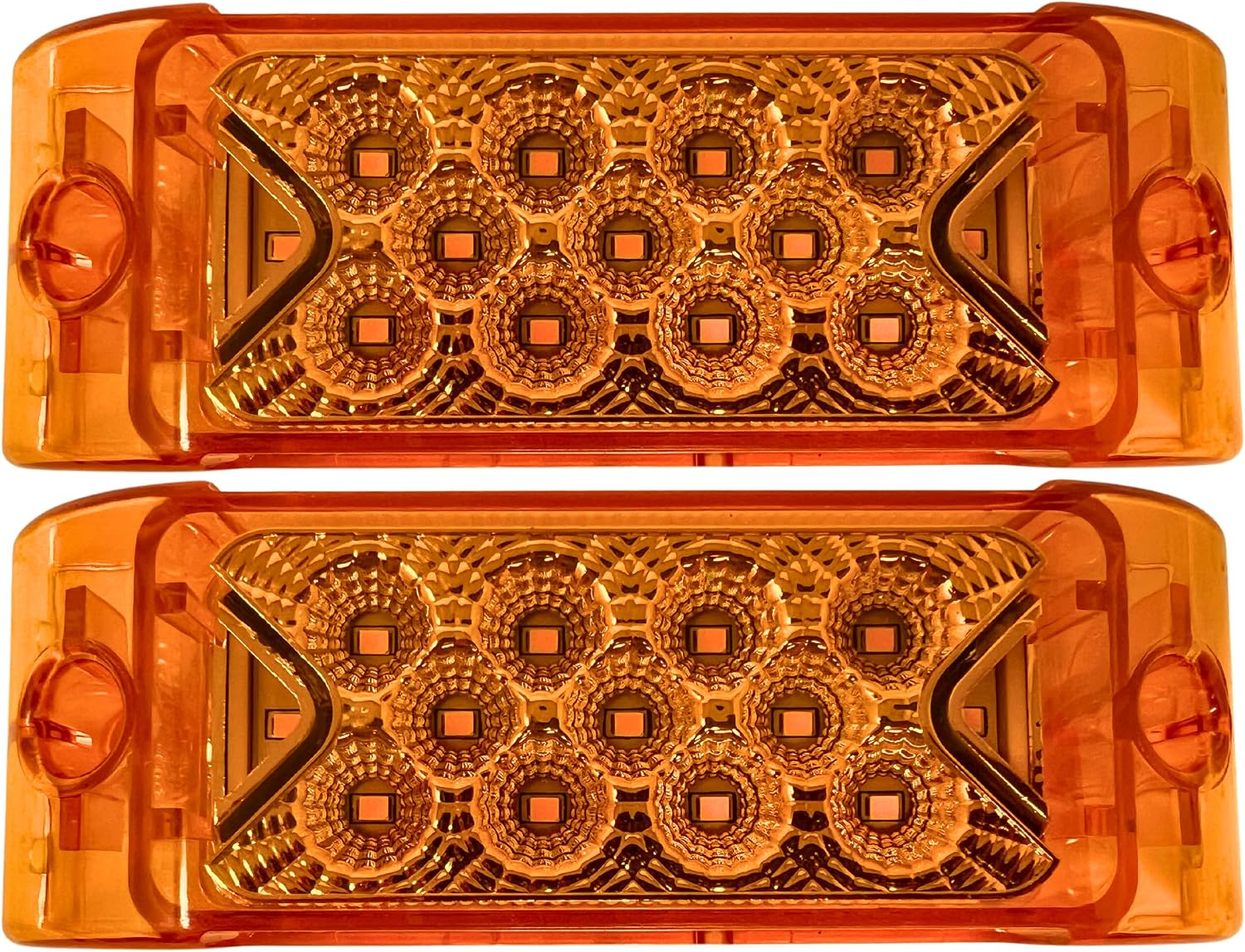 All Star Truck Parts Qty 10 Amber 6" 13 LED Side Marker Clearance Light Rectangle 12V Truck Trailer Camper Boat Marine 6x2 Rectangular Surface Mount [Sealed and Waterproof]
