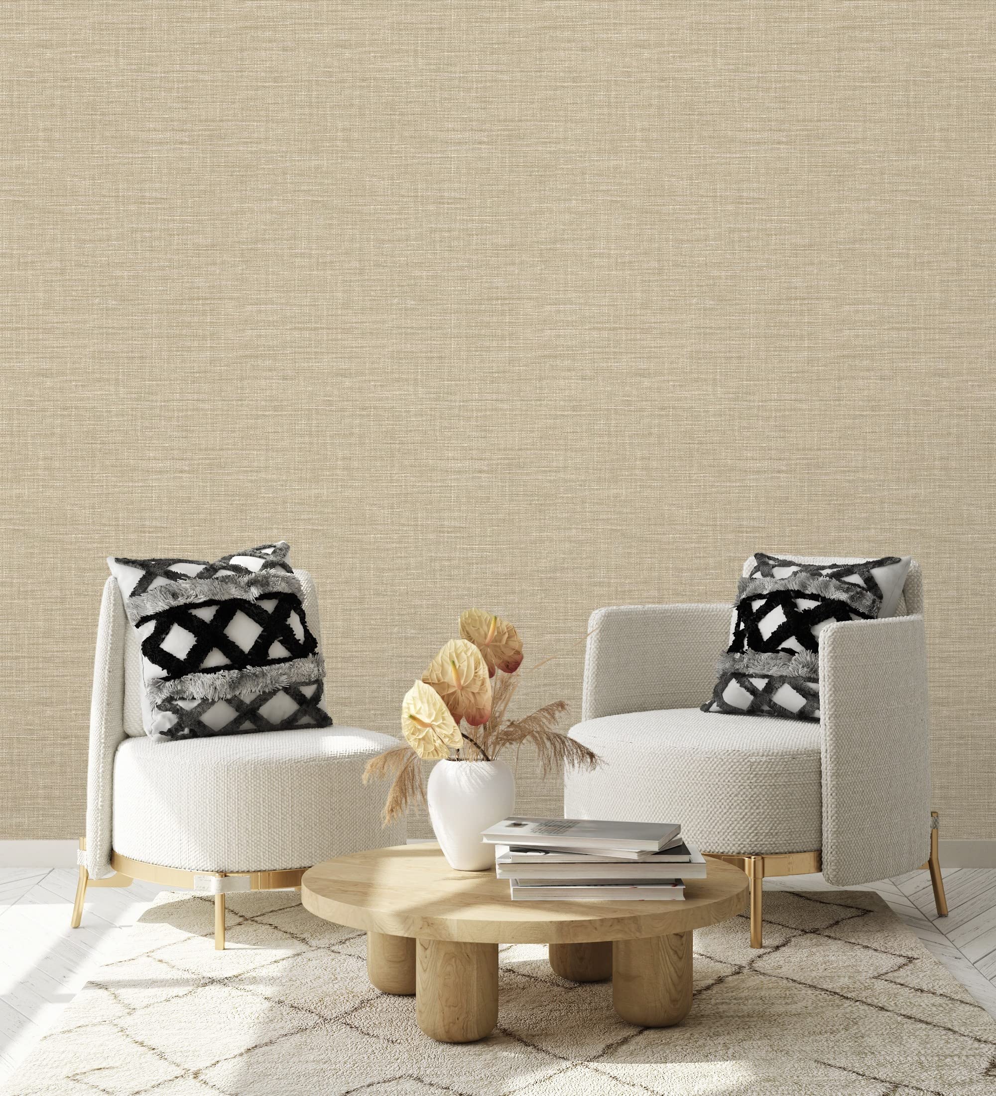 GAULAN 679734 - Papel pintado vinílico ecológico efecto fibra vegetal tejida teñida con textura en relieve para pared salón cocina baño dormitorio comedor - Rollo de 10 m x 0,53 m
