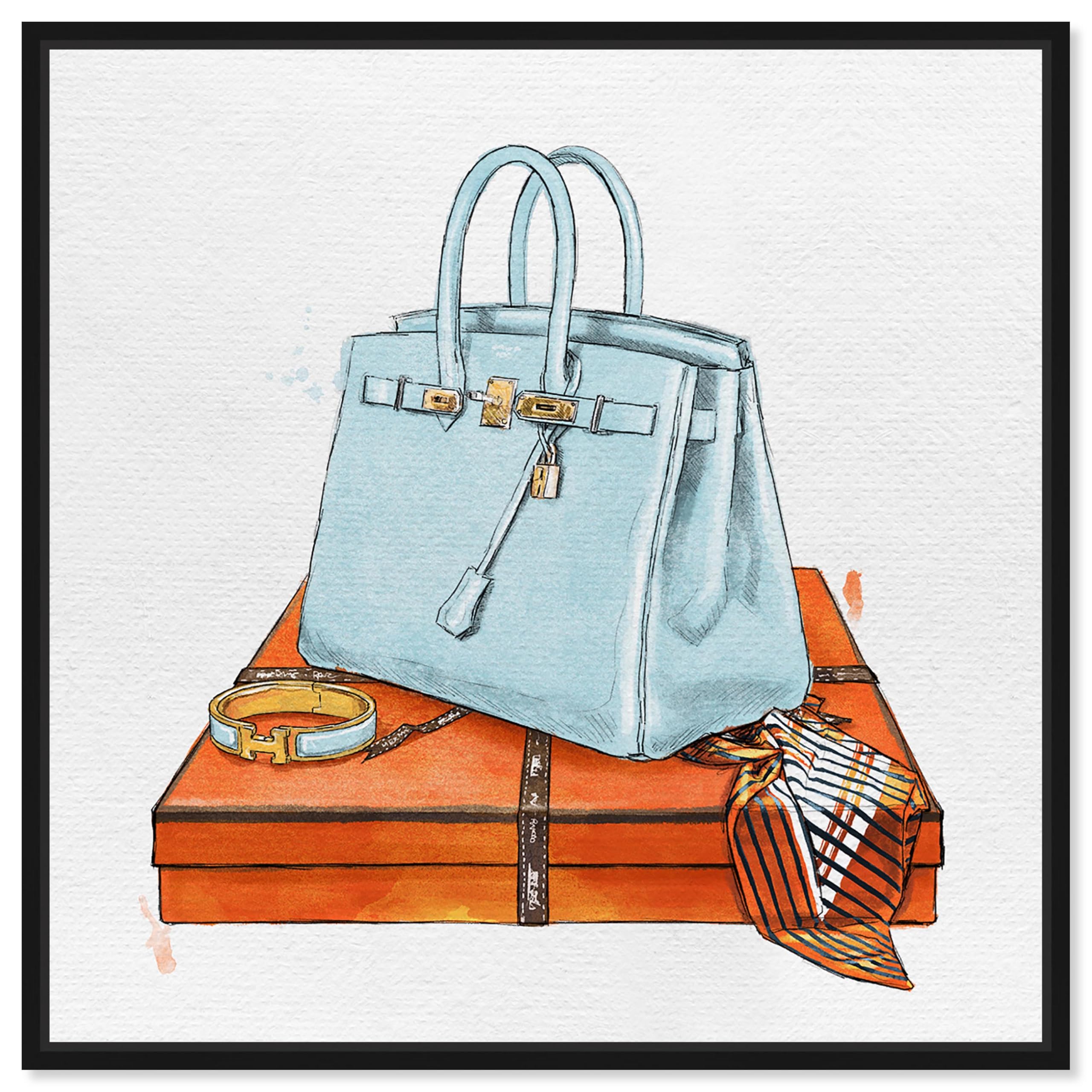 Oliver Gal My Blue Bag Remix キャンバス 41x41 Amazon.com: The Oliver Gal Artist Co. Fashion and Glam Framed Wall