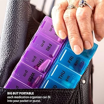 衛生日用品 what we want WWW_PILLCASE 2 Pack - Pill organizer case, 7 daily compartments, AM PM