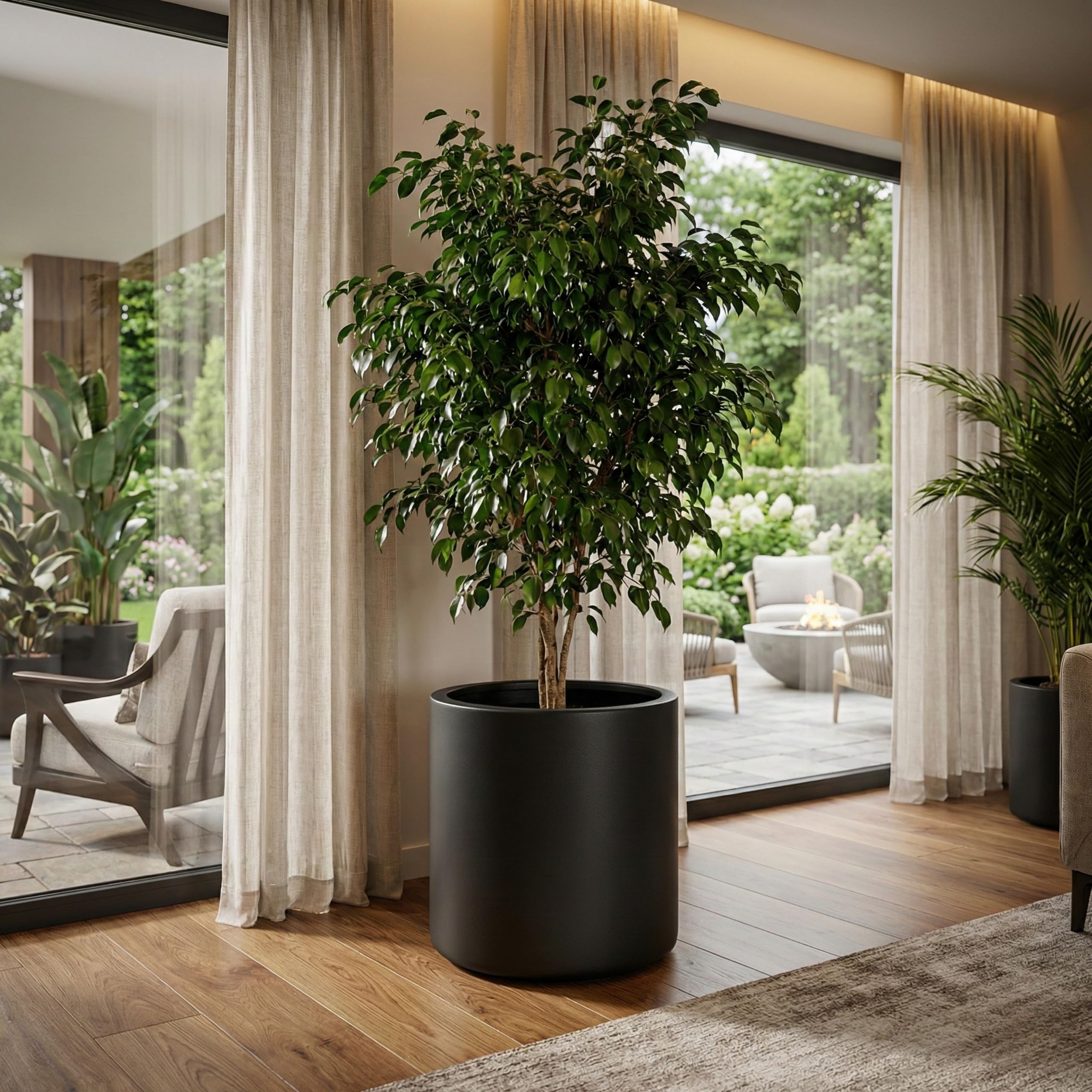 Pflanzkübel rund inkl. Einsatz – Moderner Blumentopf Übertopf aus Kunststoff matt – Frostbeständig & UV-sicher – Garten, Balkon & Innen – Anthrazit & Weiß – Größen L, XL, XXL