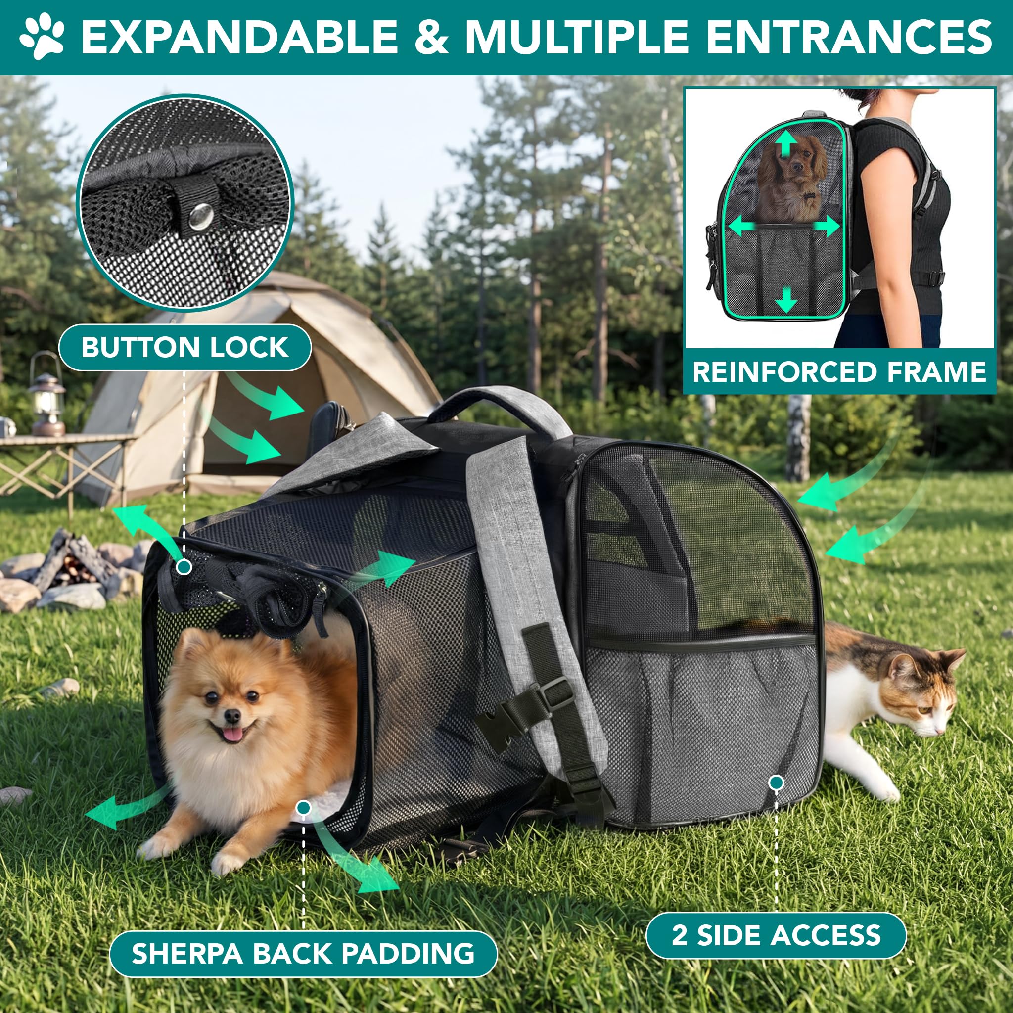 Amazon.com: PetAmi Expandable Dog Backpack Carrier for Cats & Pets