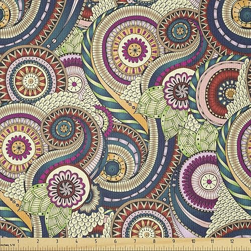 Miniatura 34 de Tela de panda Lunarable de The Yard, diseño de oso asiático con dibujos animados comiendo hojas y ramas, animal silvestre, tela decorativa para