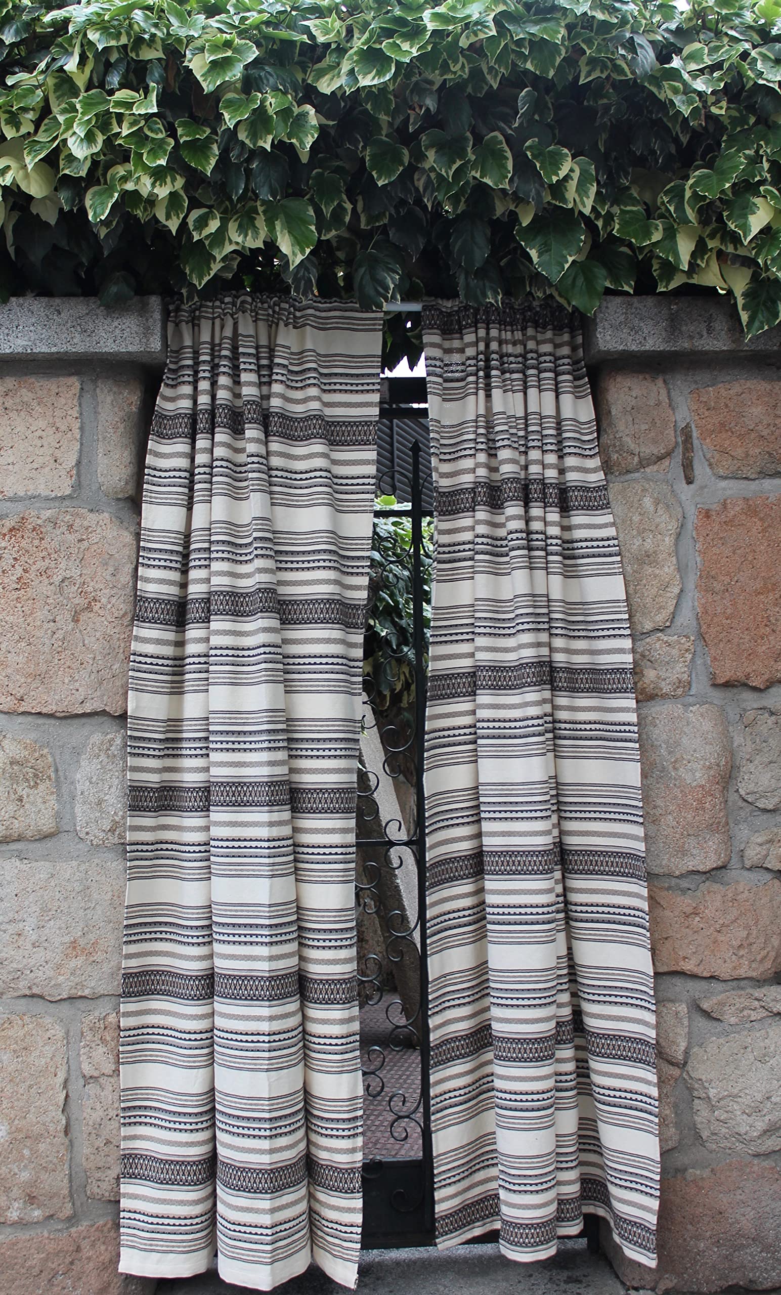 Cortina Etnica Alpujarreña 155 x 220 cm (Beige), antimosquitos, protección Solar