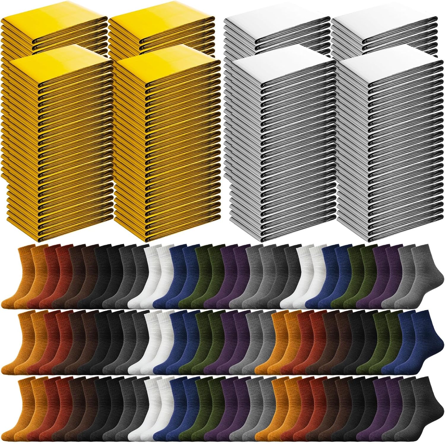 96-Piece Survival Kit: Thick Socks & Blankets for Cold Weather 96-Piece Survival Kit: Thick Socks & Blankets for Cold Weather