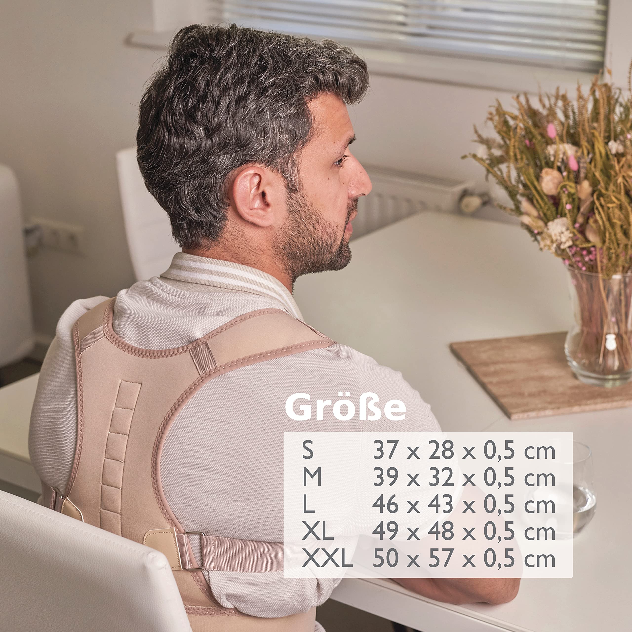 Haltungskorrektur - Verstellbare Magnet-Bandage - Rückentrainer aus Neopren, mit Polsterung - Unterstützt die Haltung, kann Rücken- und Schulterschmerzen lindern - 39 x 32 x 0,5 cm, M