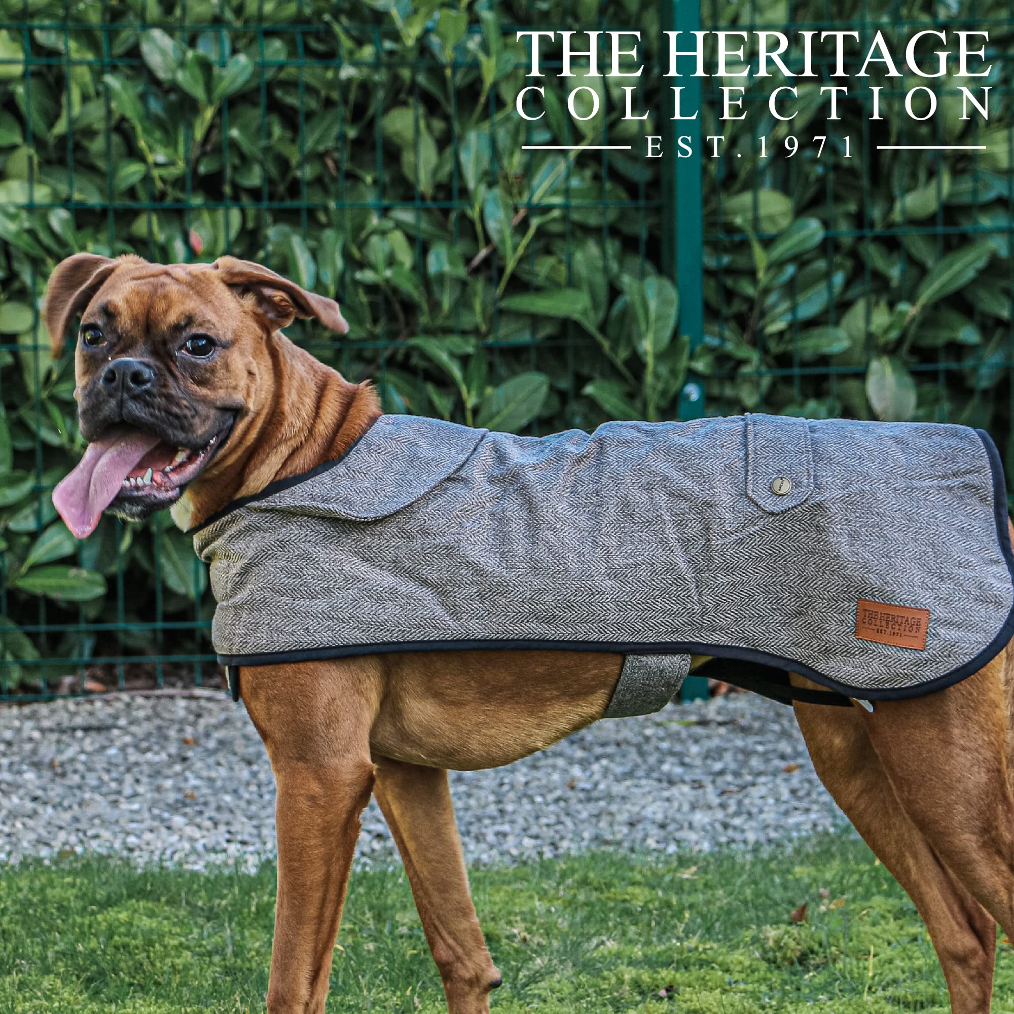 Ancol Heritage Herringbone Dog Coat, Brown Fleece Lined Pet Jacket with Harness Hole and Leg Straps - Image 3