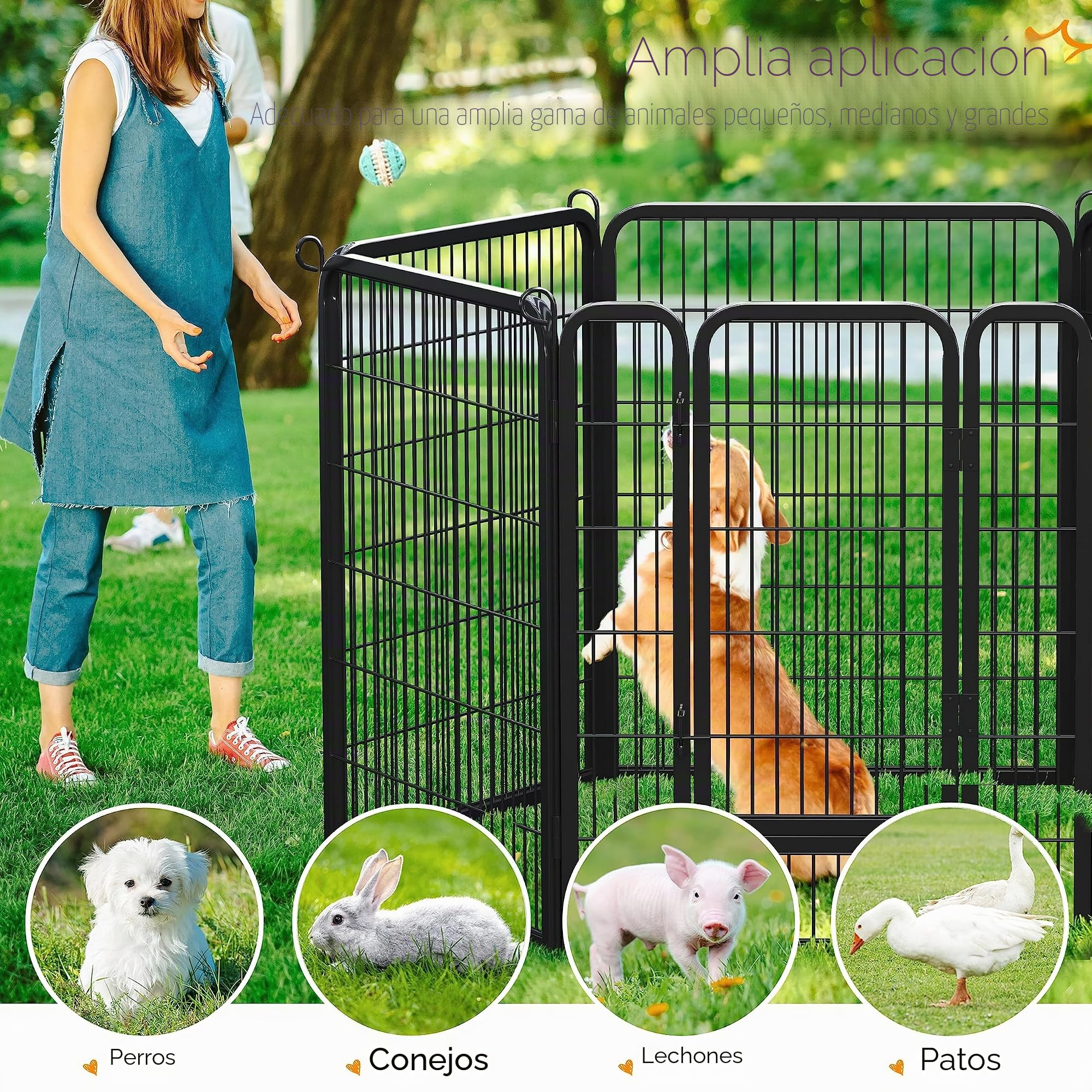 Yaheetech Parque para Perros 6 Piezas 80 X 100 cm Corral Metálica Plegable para Mascotas Interior Exterior Jardín