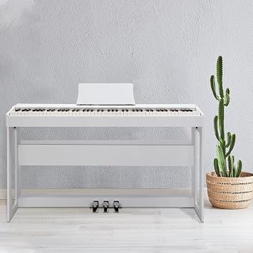 88 Key Keyboard Piano Weighted Action Digital Piano, Electronic Keyboard Piano with Triple Pedals, DustProof Cloth, Stereo Headphone and Piano Sticker, Portable Keyboard for Beginners(White)