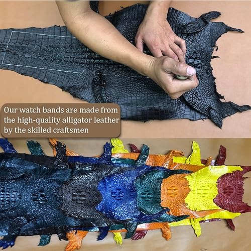 Miniatura 8 de vinacreations Correa de reloj hecha a mano AIIi-gator para hombre, correa de reloj de piel de alta calidad, de liberación rápida, hebilla plateada