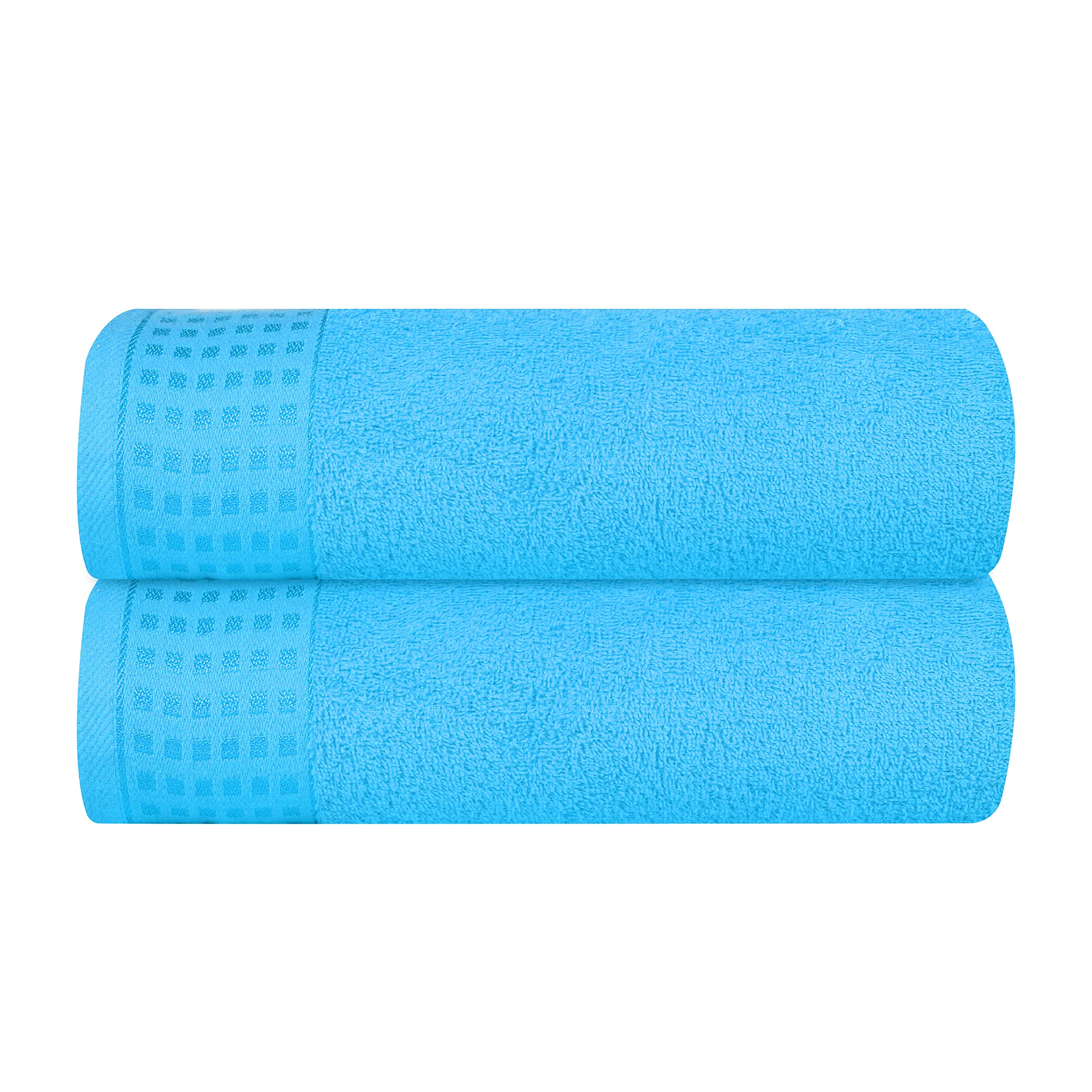 GLAMBURG 100% Cotton 2 Pack Oversized Bath Towel Set 28x55 Inches, Ultra Soft Highly Absorbant Compact Quickdry &amp; Lightweight Large Bath Towels, Ideal for Gym Travel Camp Pool - Turquoise Blue