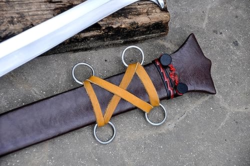 Miniatura 5 de Espada griega Xiphos de hoja de 21 pulgadas, hecha a mano en Nepal, con resorte de hoja templado, función afilar