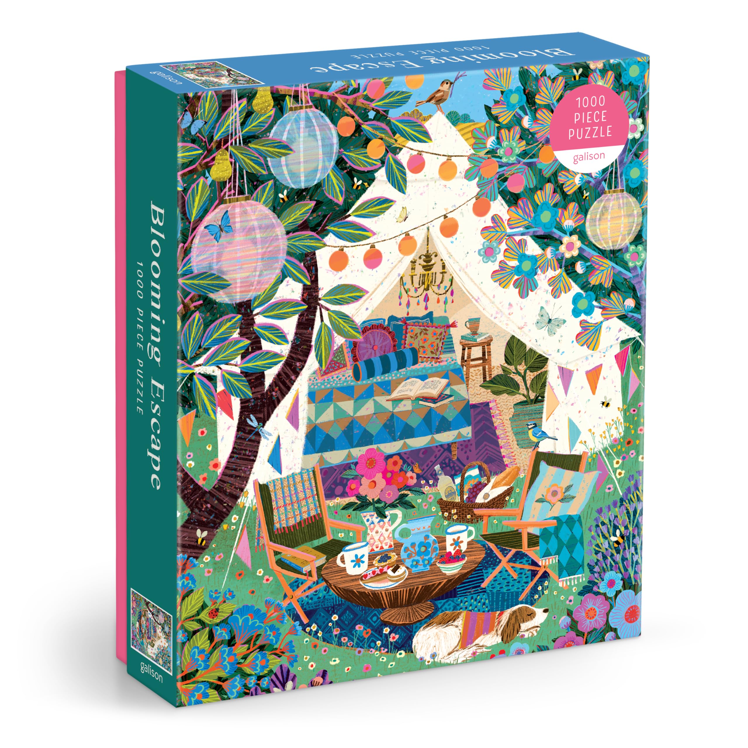Galison Blooming Escape – 1000 Piece Jigsaw Puzzle Featuring Beautiful Artwork of A Luxurious Camp Scene