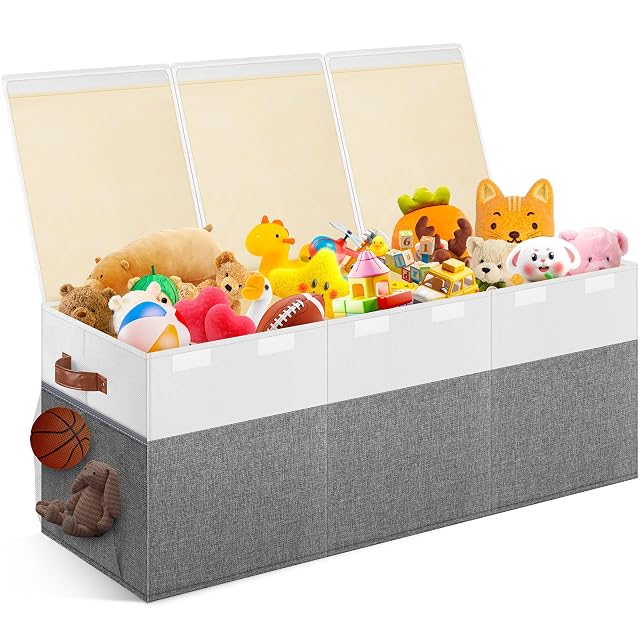Extra Large Toy Storage Box with Lid Collapsible Sturdy Toys Chest Storage Organizer Bin Basket with Divider for