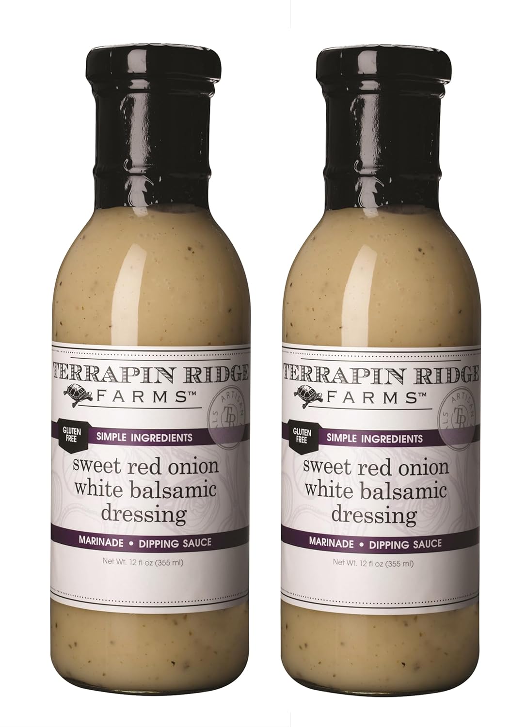 Terrapin Ridge Farms Sweet Red Onion White Balsamic Dressing – Creamy Gourmet 12 Fl Oz Bottle (Pack of 2)