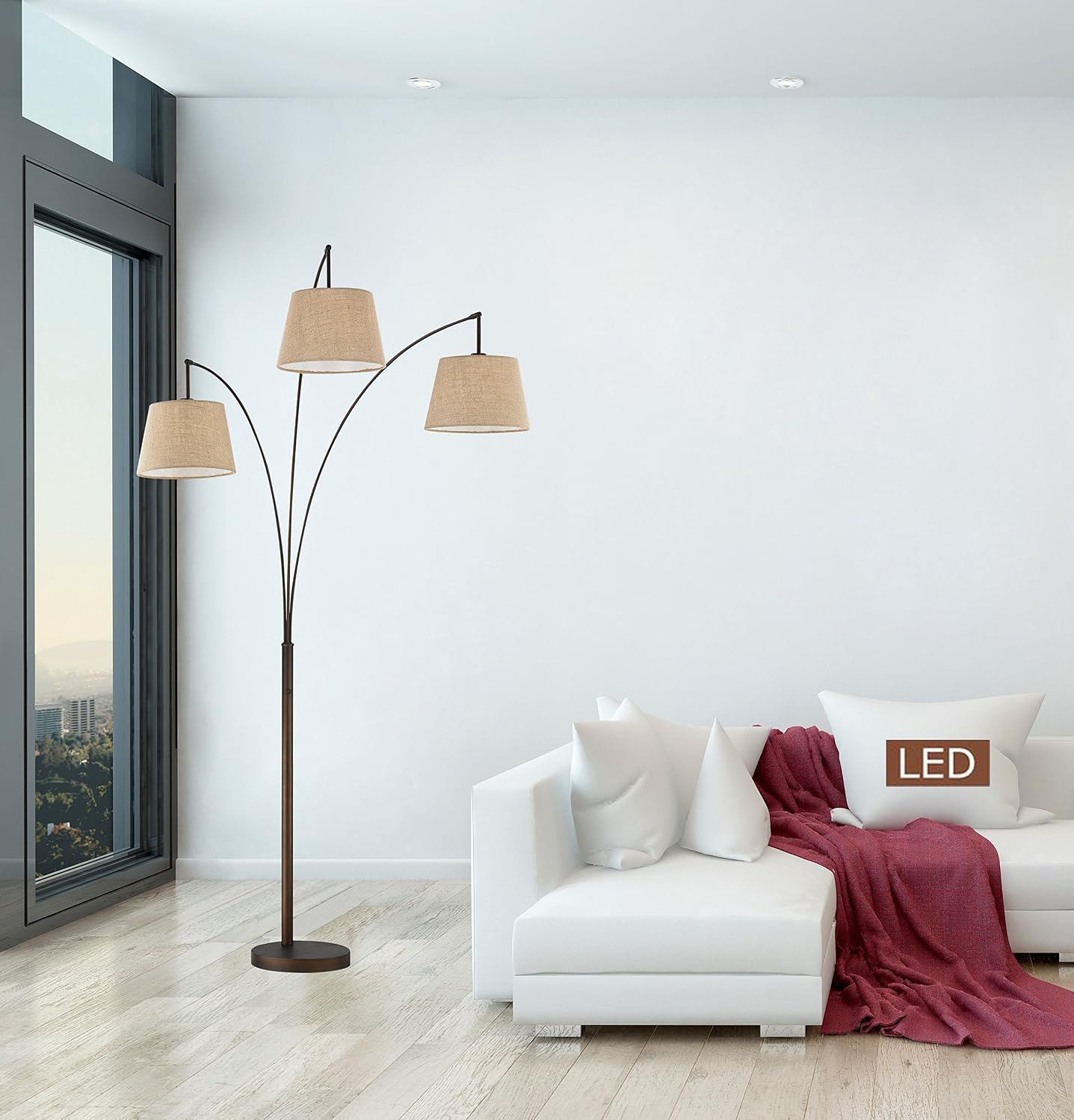 Artiva USA LED602109FBZ Luce LED Arched Floor Lamp, 84 inches, Antique Bronze