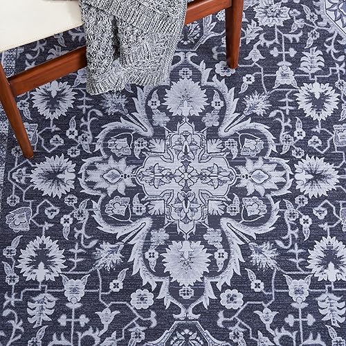 Miniatura 8 de SAFAVIEH Alfombra lavable Tucson Collection - 5 x 8 pies, negro y beige, antideslizante, ideal para zonas de alto tráfico en sala de estar,