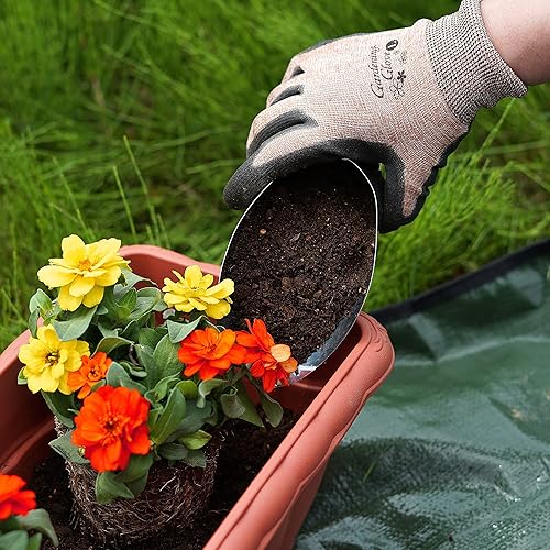 Miniatura 4 de Juego de 3 cucharas de metal para bonsái (grande con tamiz de tierra, mediana, pequeña) de acero inoxidable para jardín, kit de herramientas