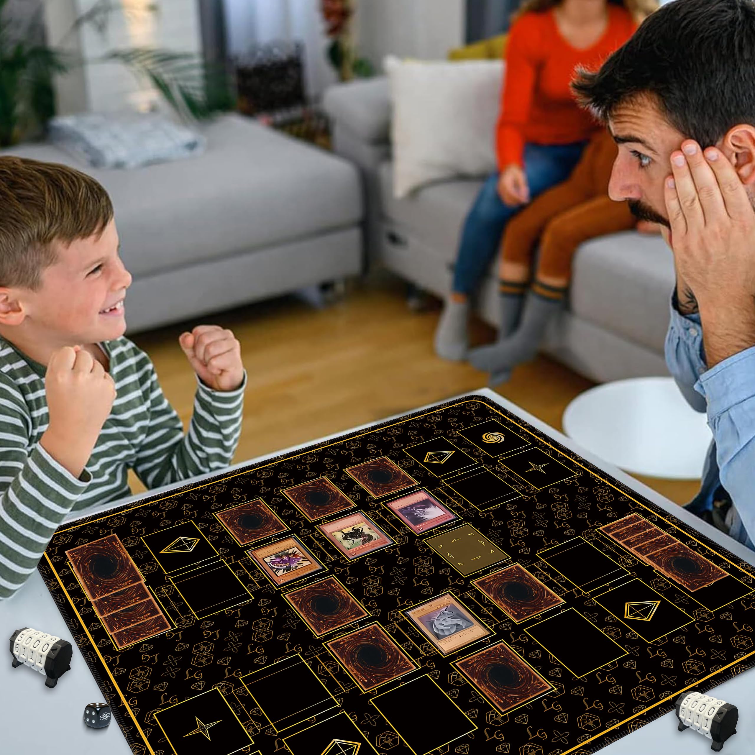 Amazon.com: Stitched for Yugioh Playmat, 2-Player, Master Rule Duel Field  Zones, Large Card Game Mat, Original Art Designs & Accessories (Golden) :  Toys & Games