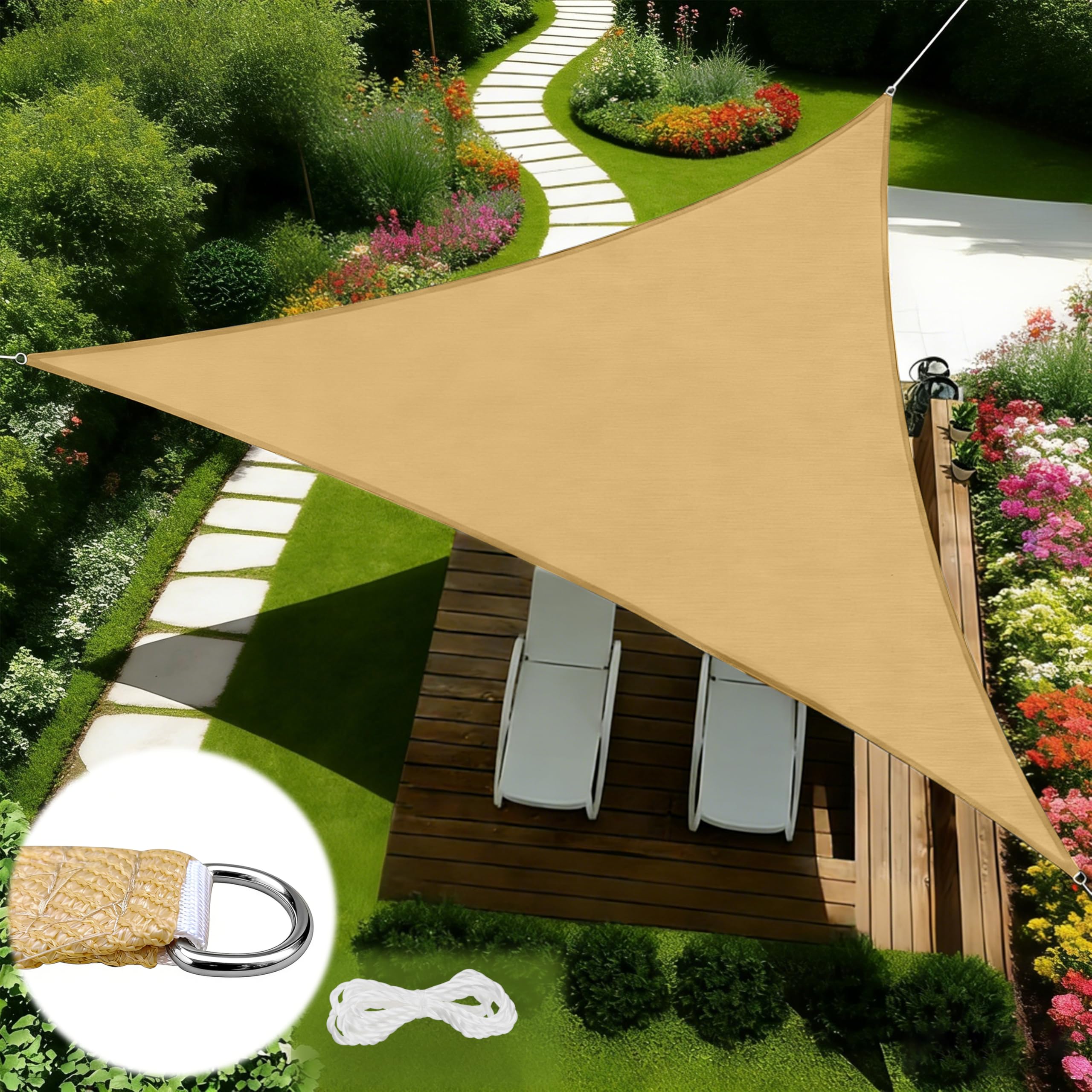 Photo 1 of SUMORISE 8' x 8' x 8' Triangle Sun Shade Sail - Sand